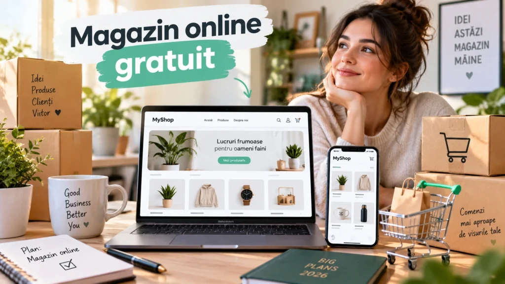Cu sa iti deschizi un magazin online gratuit in 2026. Totul explicat pas cu pas.